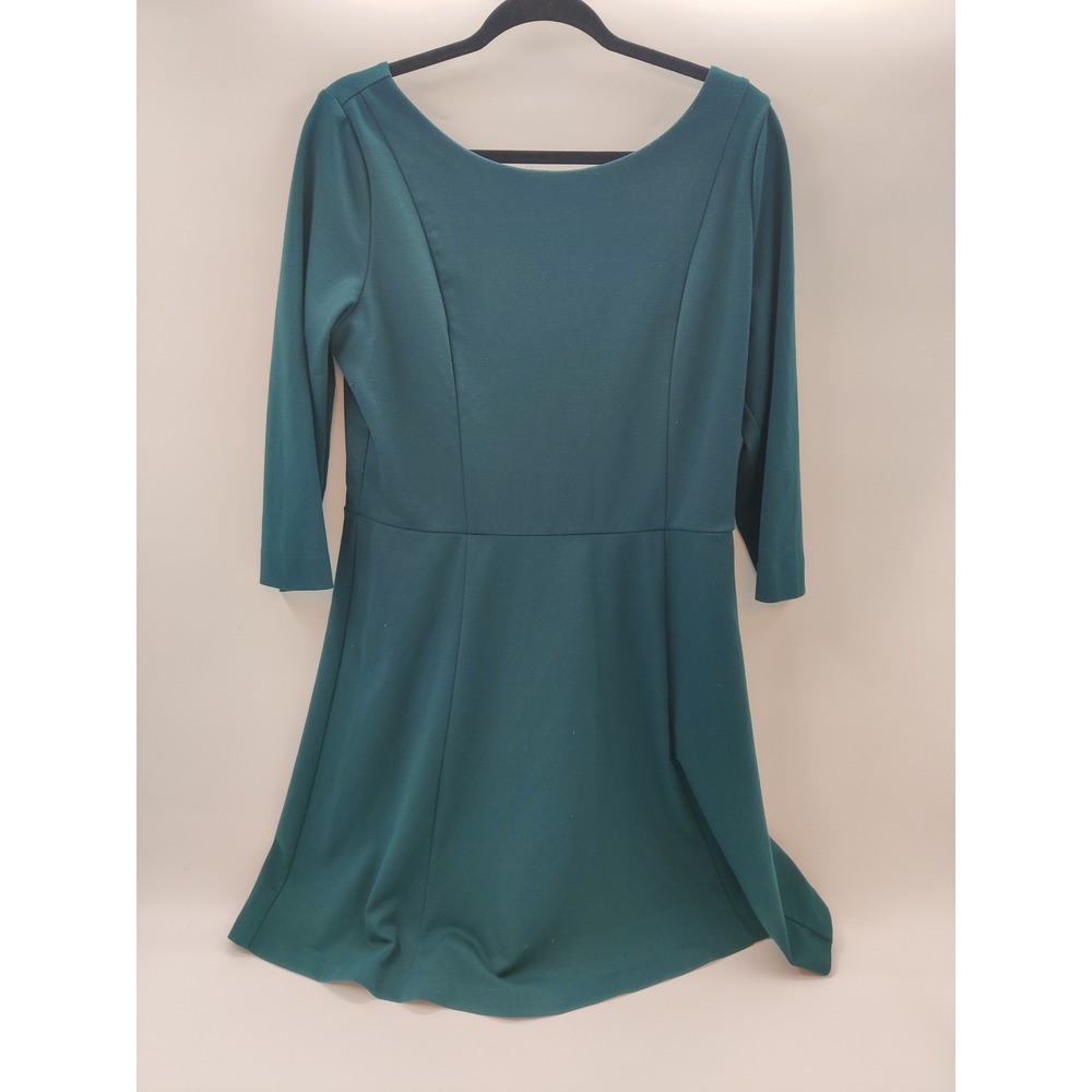 Banana Republic Teal Fit and Flare Ponte Knit Dress 3/4 Sleeve Size 14
